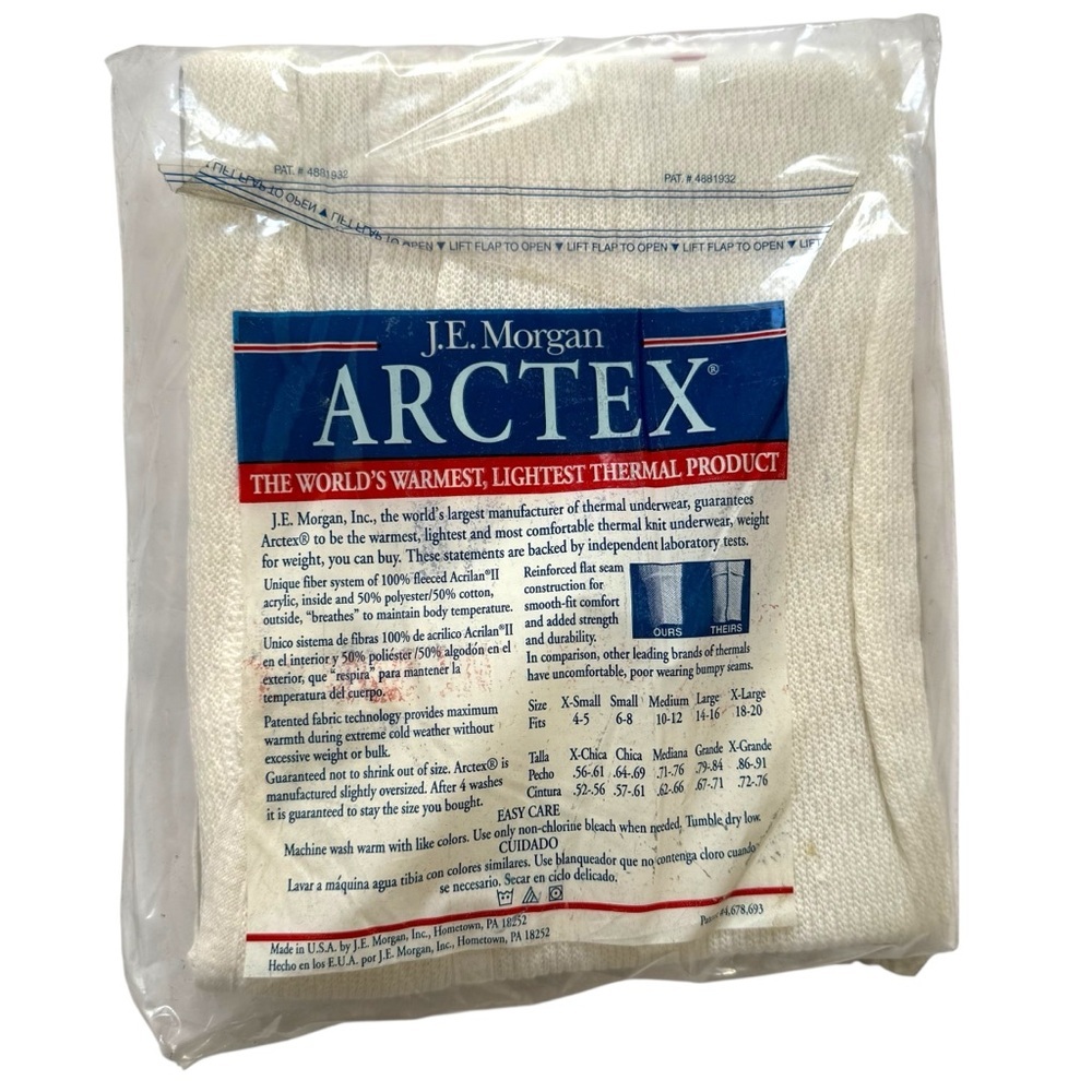 Arctex Vintage Waffle Knit Base Layer Thermal Long John Pants Ivory Boys Medium - Picture 3 of 5